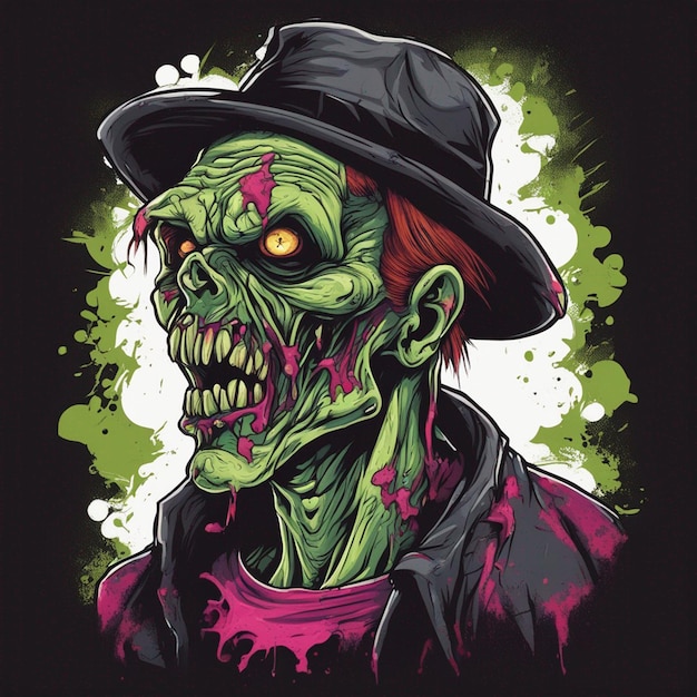 Страшный дизайн футболки с зомби.
