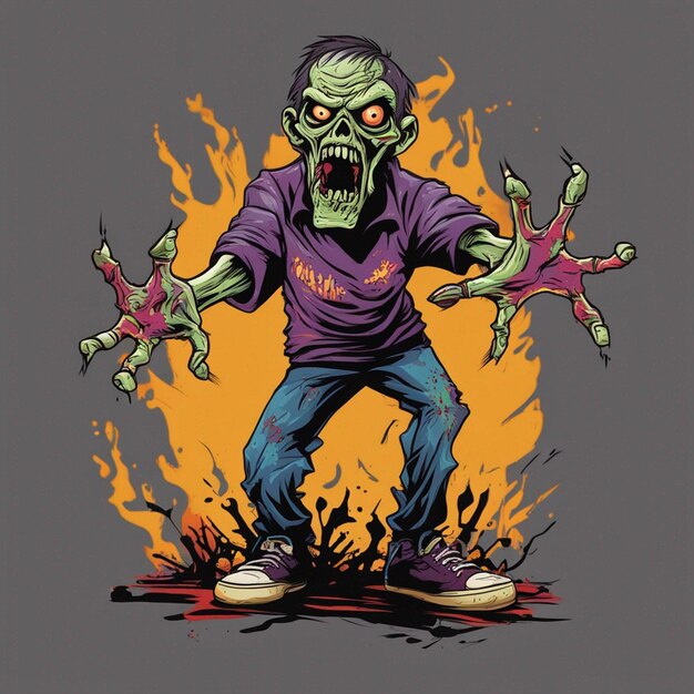 Photo scary zombie t shirt design