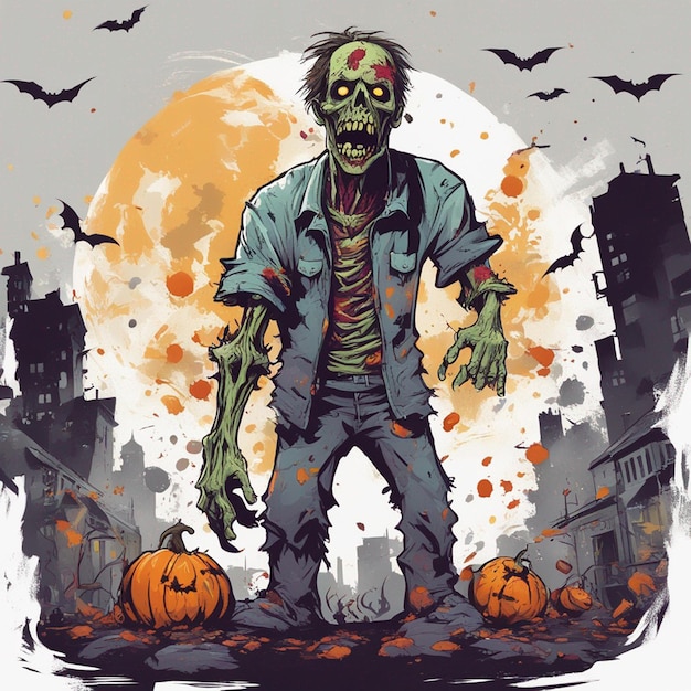 Scary zombie t shirt design