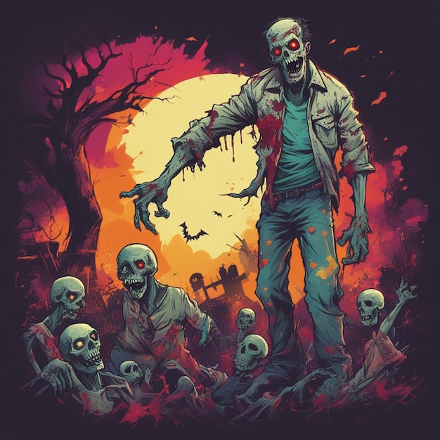 Scary zombie t shirt design