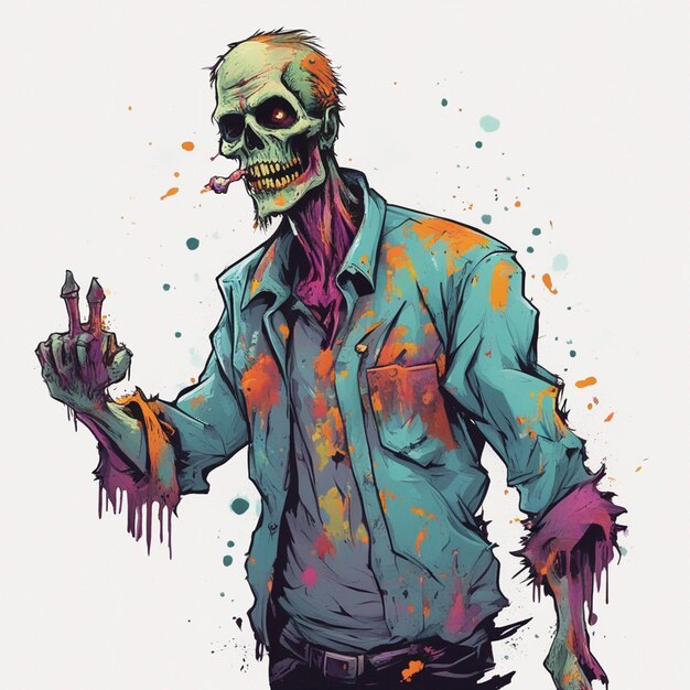 Foto disegno spaventoso di magliette zombie