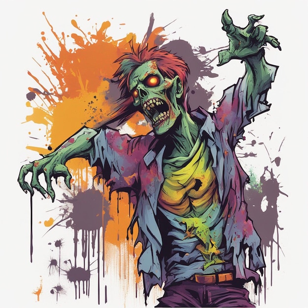 Страшный дизайн футболки с зомби