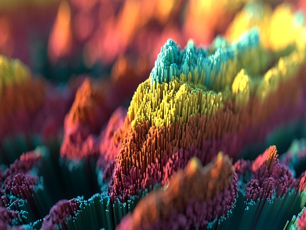 Photo scatter topographic landscape based on colorful cubes.
