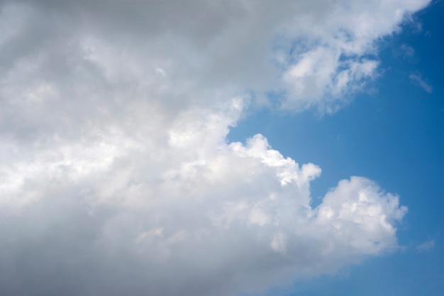 Scattered cloud clusters in a blue sky, blue sky background with white clouds,
