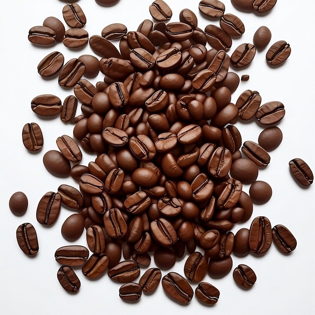 scattered coffee bean white background