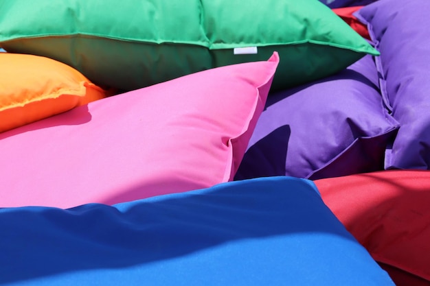 Photo scattered cushions in various colors