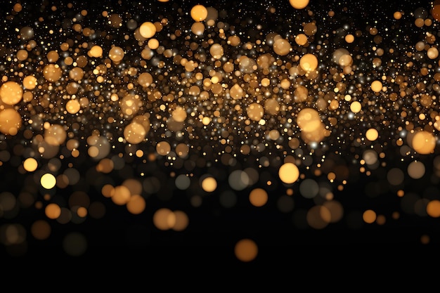 Scattered golden glitter particles background