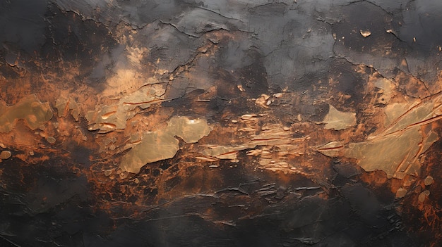 scattered metallic copper spilled on a black texture background