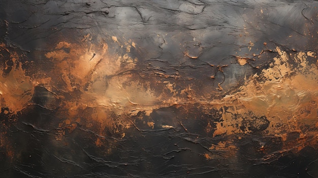 scattered metallic copper spilled on a black texture background