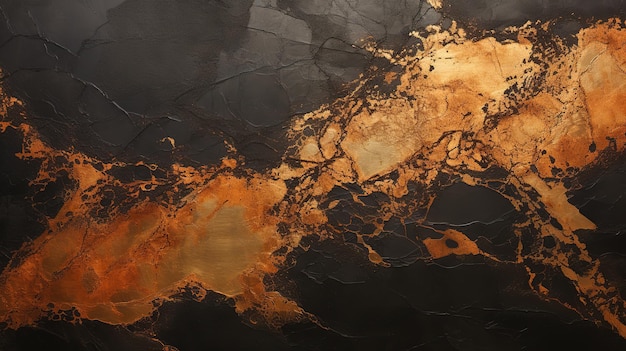 scattered metallic copper spilled on a black texture background