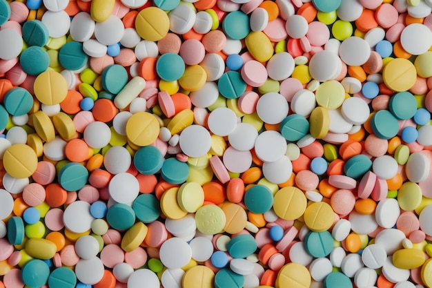 scattered pills background full screen shallow focus