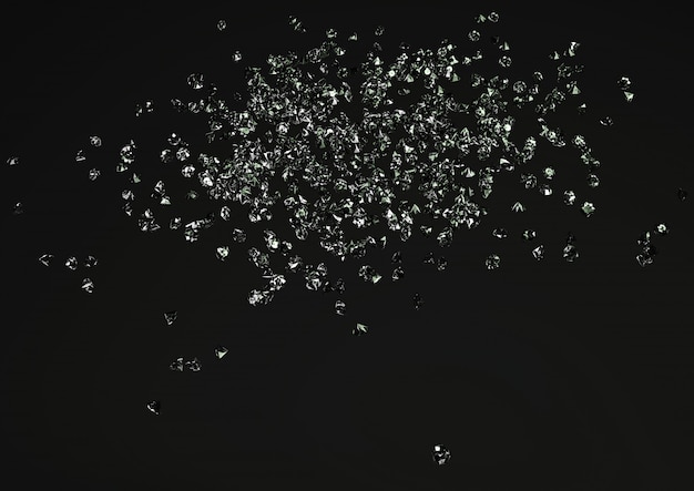 Scattering of diamonds on dark background.