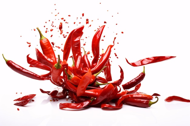 Scattering diced fiery capsicums segregated on a pale foundation