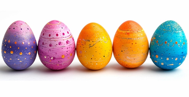 Photo a scattering of easter eggs on a white background the sacred holiday of easter ai generated image