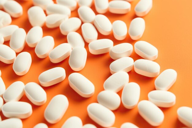 A Scattering of White Pills on an Orange Surface