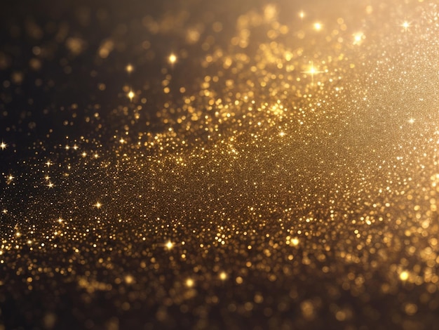 Scatterings of small gold sparkles on a black background Generative AI