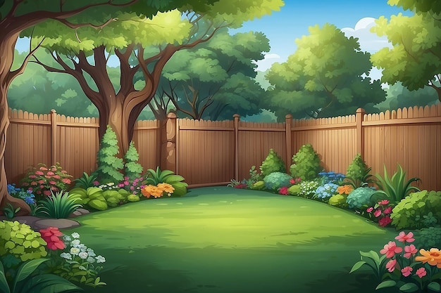 Photo scene of backyard with a fence