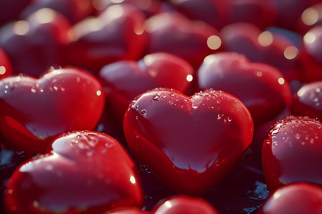 Photo a scene of bright red hearts in the style of realism