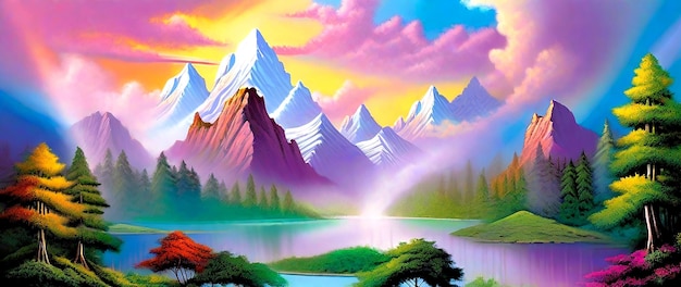 Сцена красочного водопада на озере Хилл