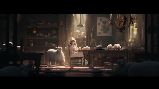 A scene from the animated film the sheep