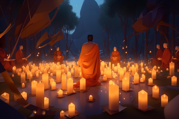 A scene from the book the buddhist monks