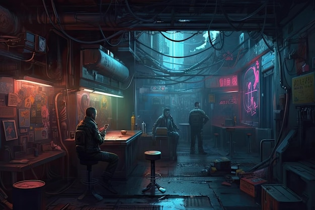 A scene from the game cyberpunk 2077.