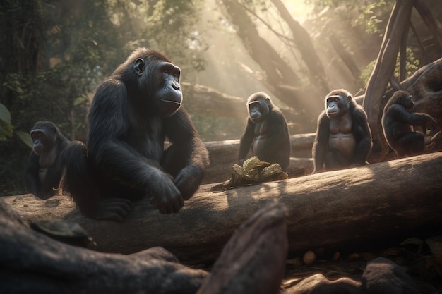 a scene from the movie gorillas, the legend of the apes.