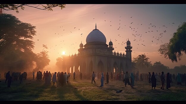 A scene from the movie the sun sets on a mosque