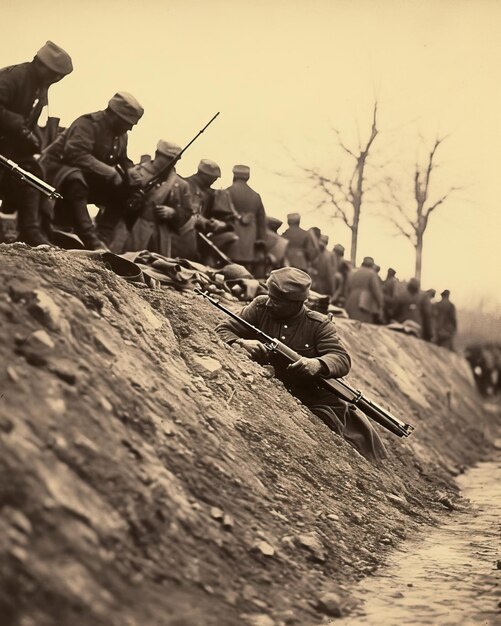 Photo a scene from one of the fronts of world war i the scene sho