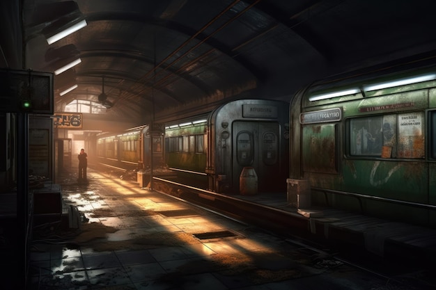 A scene from the subway station in metro station.