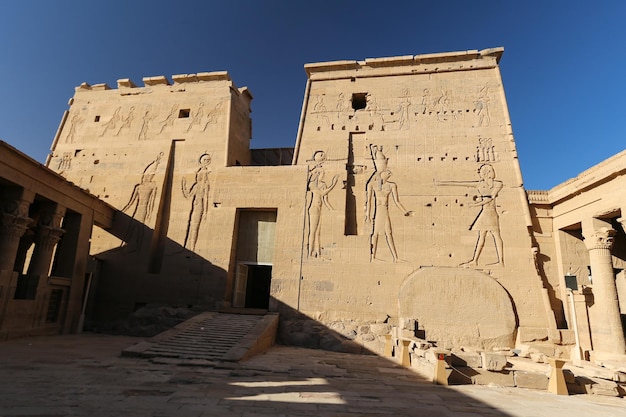 Scène in Philae-tempel Aswan, Egypte