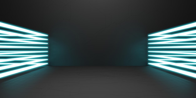 Scène laserlicht achtergrond neon licht moderne technologie stijl platform 3d illustratie