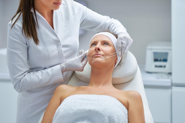 A scene of medical cosmetology treatments botulinum injection