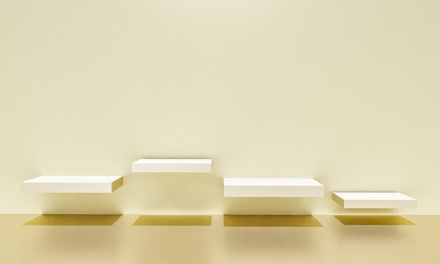 Scène met beige kleurenpodium voor mock-uppresentatie in minimalismestijl met kopieerruimte, 3d render abstract achtergrondontwerp