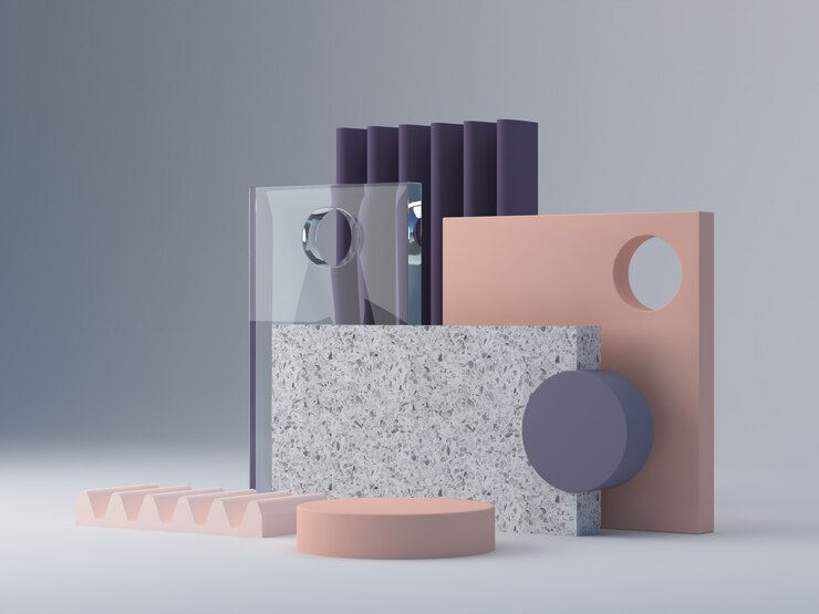 Scène met geometrische vormen om cosmetische producten te tonen.
