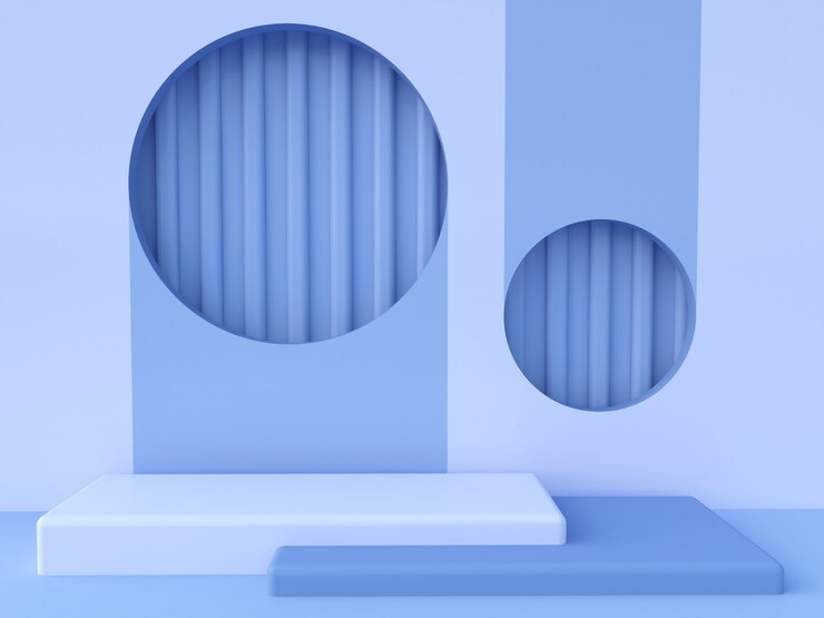 Scène met geometrische vormen om cosmetische producten te tonen.
