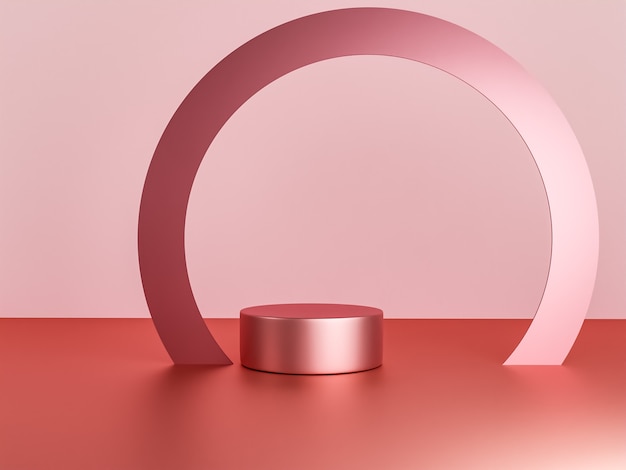 Scène met roze kleurenpodium voor mock-uppresentatie in minimalismestijl met kopieerruimte, 3d render abstract achtergrondontwerp