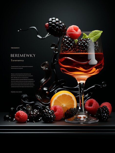 Scene of modern blackberry brandy with a sleek and contemporary color poster menu flyer design art