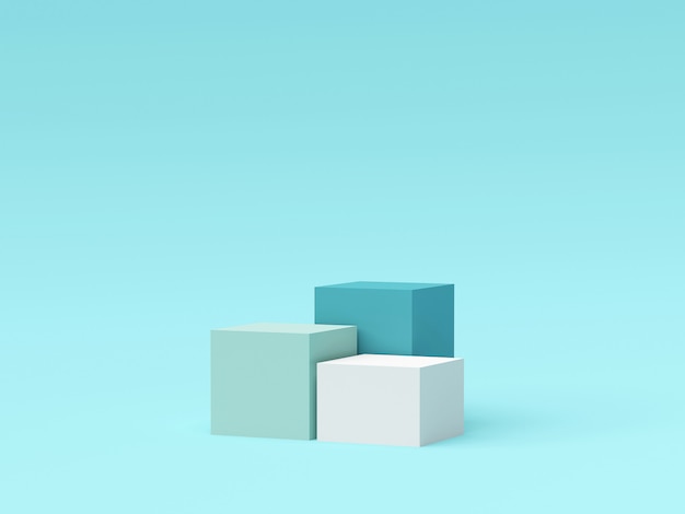 Scena del podio di forma geometrica di colore pastello per la pubblicità del prodotto, rappresentazione 3d