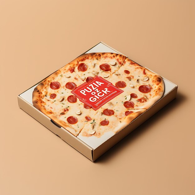 Scene of Pizza Box Packaging Cardboard Pizza Box Pizza Slice Blank Pa Clean Blank White Isolated
