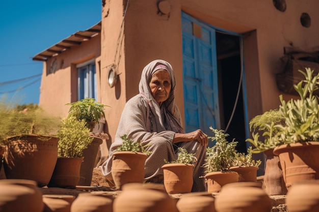 A scene of plants pots sitting infront of widow during a sunny day