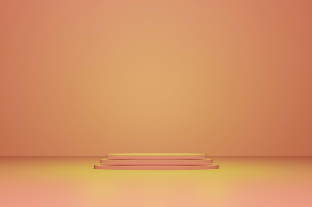 Подиум сцены для косметического продукта премиум-класса на персиковом пастельном фоне при слабом освещении с копировальным пространством 3d рендеринг