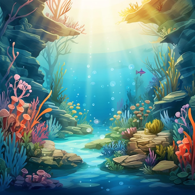 Сцена моря и растений под водой