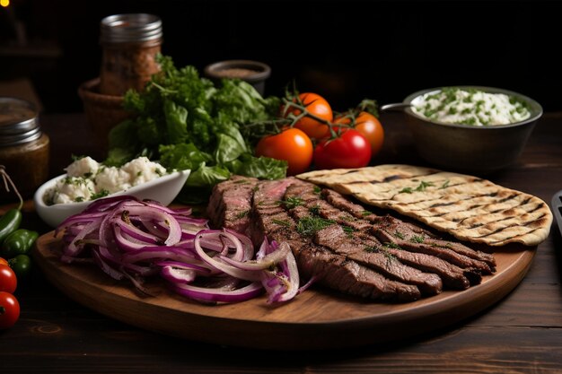 Scene Set on Dark Wooden Table