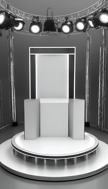 Scene show Podium for Award Ceremony on grey background 3d render