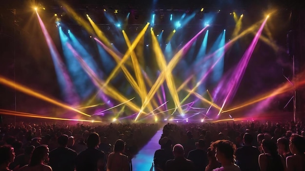 Scene spotlight met laserstralen concertverlichting achtergrond