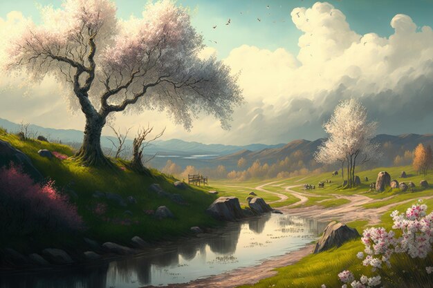 Scene of a spring landscape