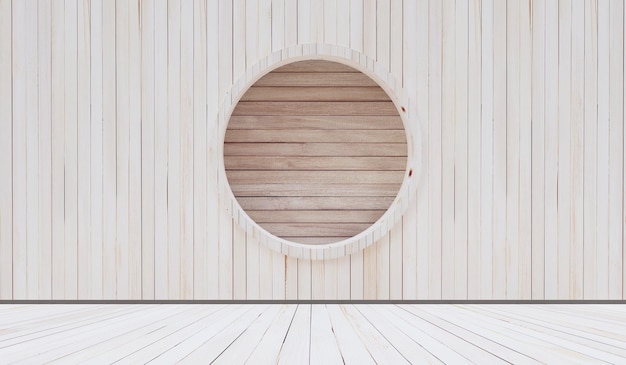 Scene stage slatted wall backdrop old wood grain floor 3d illustration