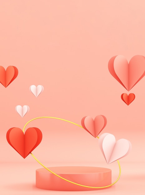 Scene of Valentine day with Geometry shape podium background