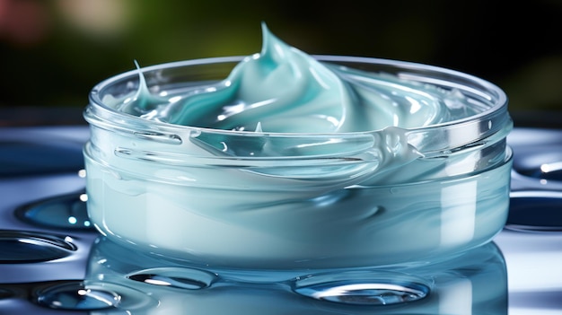 Scène van een glazen pot Creme in een open pot Cosmetische productbranding Dagelijkse huid- en lichaamsverzorgingsroutine